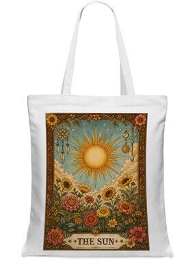 Women's Gold White Funny Skull Tarot Sarcastic Halloween Canvas Tote Bag